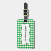 Green Gingham Check Patroon Bagagelabel (Voorkant verticaal)