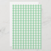 Green Gingham Check Patroon Briefpapier (Voorkant / Achterkant)