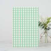 Green Gingham Check Patroon Briefpapier (Staand voorkant)