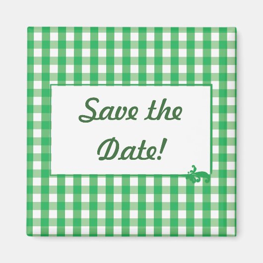 Green Gingham Check Patroon Magneet (Voorkant)