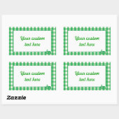 Green Gingham Check Patroon Rechthoekige Sticker (Vel)