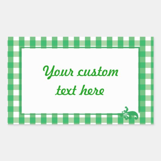 Green Gingham Check Patroon Rechthoekige Sticker (Voorkant)