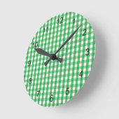 Green Gingham Check Patroon Ronde Klok (Hoek)