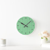 Green Gingham Check Patroon Ronde Klok (Huis)