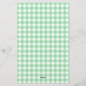 Green Gingham Check Periwinkle Felt Lijst Briefpapier (Achterkant)