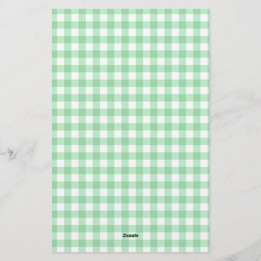 Green Gingham Check Periwinkle Felt Lijst Briefpapier (Achterkant)