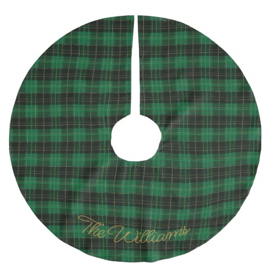 Green Gingham Check Plaid Christmas Kerstboom Rok (Voorkant)