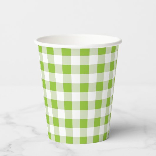 Green Gingham Check Summer Picnic Paper Cup Papieren Bekers (Achterkant)