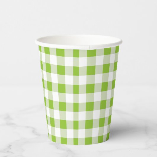 Green Gingham Check Summer Picnic Paper Cup Papieren Bekers (Rechts)