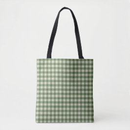 Green Gingham Check Tote Bag