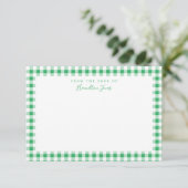 Green Gingham check van het bureau van Bedankkaart (Staand voorkant)