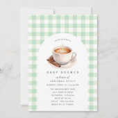 Green Gingham Coffee | neutrale Baby showers brunc Kaart (Voorkant)