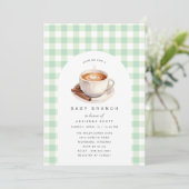 Green Gingham Coffee | neutrale Baby showers brunc Kaart (Staand voorkant)