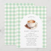 Green Gingham Coffee | neutrale Baby showers brunc Kaart (Voorkant / Achterkant)