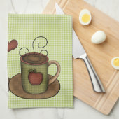 Green Gingham Coffee Time Theedoek (Quarter Fold)