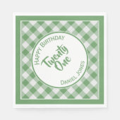 Green Gingham controleert patroon verjaardagsfeest Servet (Voorkant)