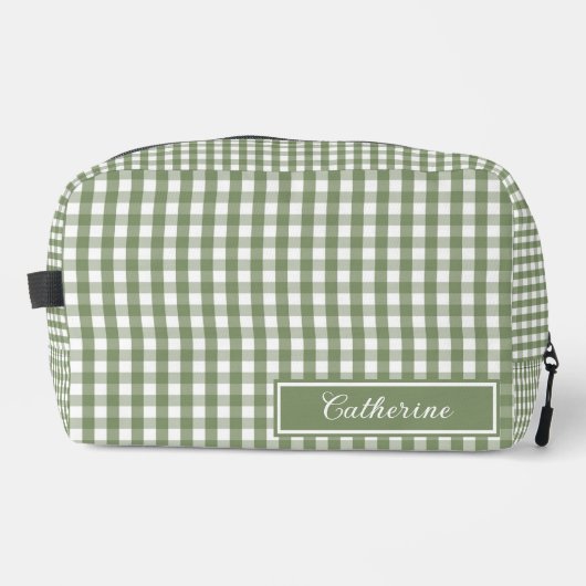 Green Gingham Cute Plaid Cosmetic Pretty Toilettasje (Voorkant)