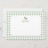 Green Gingham Duck Baby shower Dank u kaart (Voorkant)