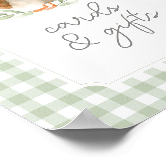 Green Gingham Duck Baby shower Kaarten en geschenk Poster (Hoek)