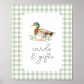 Green Gingham Duck Baby shower Kaarten en geschenk Poster (Voorkant)