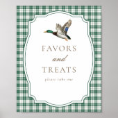 Green Gingham Duck Gender Neutral Favors & Treats Poster (Voorkant)