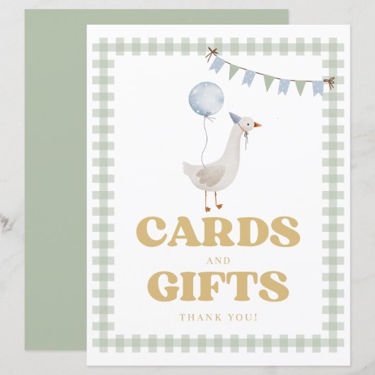 Green Gingham Een Gekke Goose Kaarten en Geschenke (Voorkant / Achterkant)