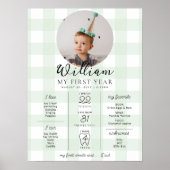 Green Gingham eerste verjaardag mijlpaal tijdlijn Poster (Voorkant)