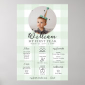Green Gingham eerste verjaardag mijlpaal tijdlijn Poster (Voorkant)