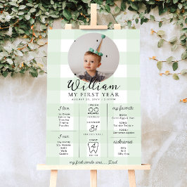 Green Gingham eerste verjaardag mijlpaal tijdlijn Poster
