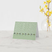 Green Gingham en Buttonnen Note Kaart (Gele Bloem)
