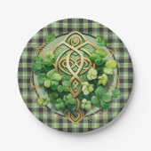 Green Gingham en Celtic Triskele Papieren Bordje (Voorkant)