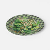 Green Gingham en Celtic Triskele Papieren Bordje (Gekanteld)