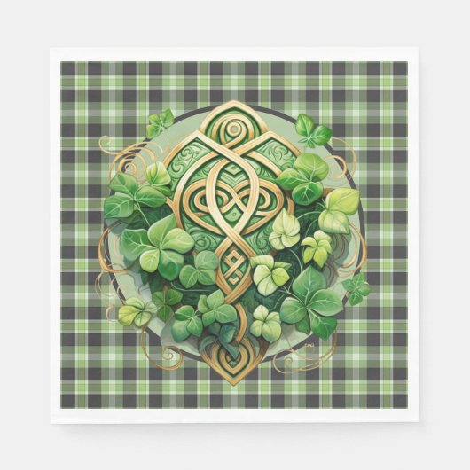Green Gingham en Celtic Triskele Servet (Voorkant)
