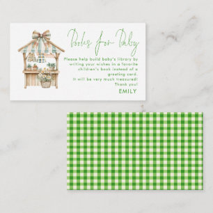 Green Gingham Farmers Market Book voor Baby shower Informatiekaartje