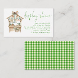 Green Gingham Farmers Market Display Baby shower Informatiekaartje