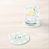 Green Gingham First Birthday Drink Onderzetter (Insitu)