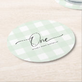 Green Gingham First Birthday Drink Onderzetter (Gebogen)