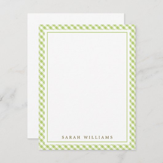 Green Gingham Flat Dank je wel Kaart (Voorkant / Achterkant)