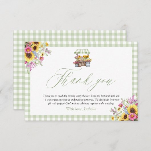 Green Gingham Fresh van de markt Bedankt Card Informatiekaartje (Voorkant / Achterkant)