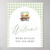 Green Gingham Fresh van de markt welkomstbord Poster (Voorkant)