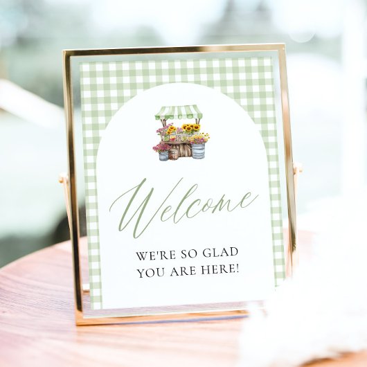 Green Gingham Fresh van de markt welkomstbord Poster