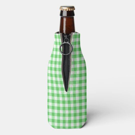 Green Gingham Fun Irish Kiss St Patrick's Day Flesjeskoeler (Fles Achterkant)