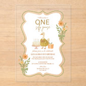 Green Gingham Gekke Goose 1st Birthday Acryl Uitnodigingen (Voorkant)