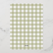 Green Gingham Gekke Goose 1st Birthday Folie Uitnodiging (Achterkant)