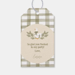 Green Gingham Gekke Goose Verjaardag Favoriet Tags Cadeaulabel