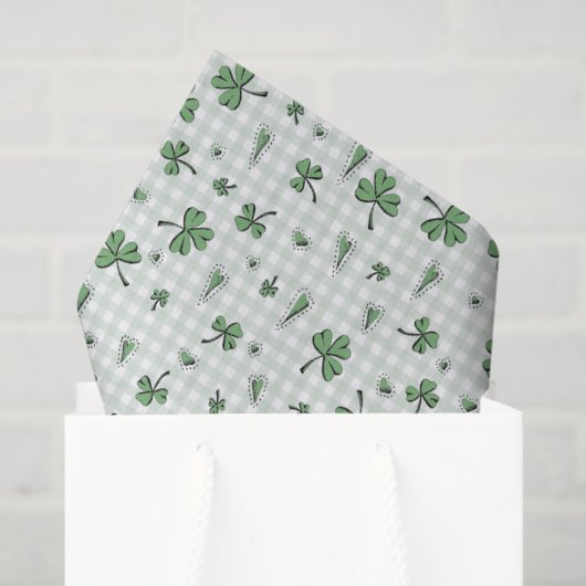 Green Gingham Genderneutrale St Patrick's Day Tissuepapier (Cadeauzakje)