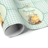 Green Gingham Gepersonaliseerde Verjaardag Cadeaupapier (Rol Hoek)
