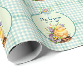 Green Gingham Gepersonaliseerde Verjaardag Cadeaupapier