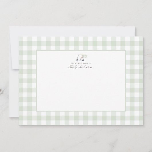 Green Gingham Golf Baby shower Dank u kaart (Voorkant)