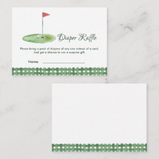 Green Gingham Golf Baby Shower Diaper Raffle Informatiekaartje